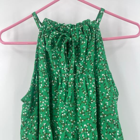 CECE Dress Size Extra Small Green Halter Swing Floral Tie Back Harmony Blossoms - Picture 5 of 10